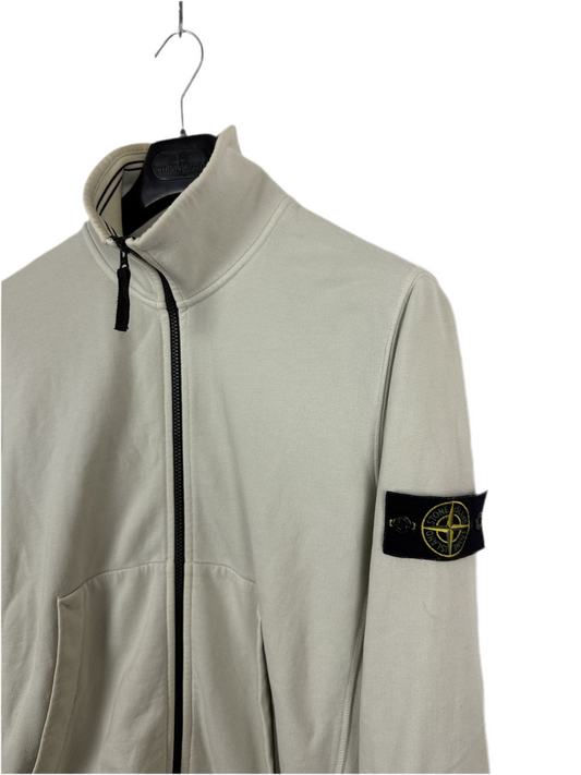 Felpa bianco-panna con zip e collo alto - Taglia L