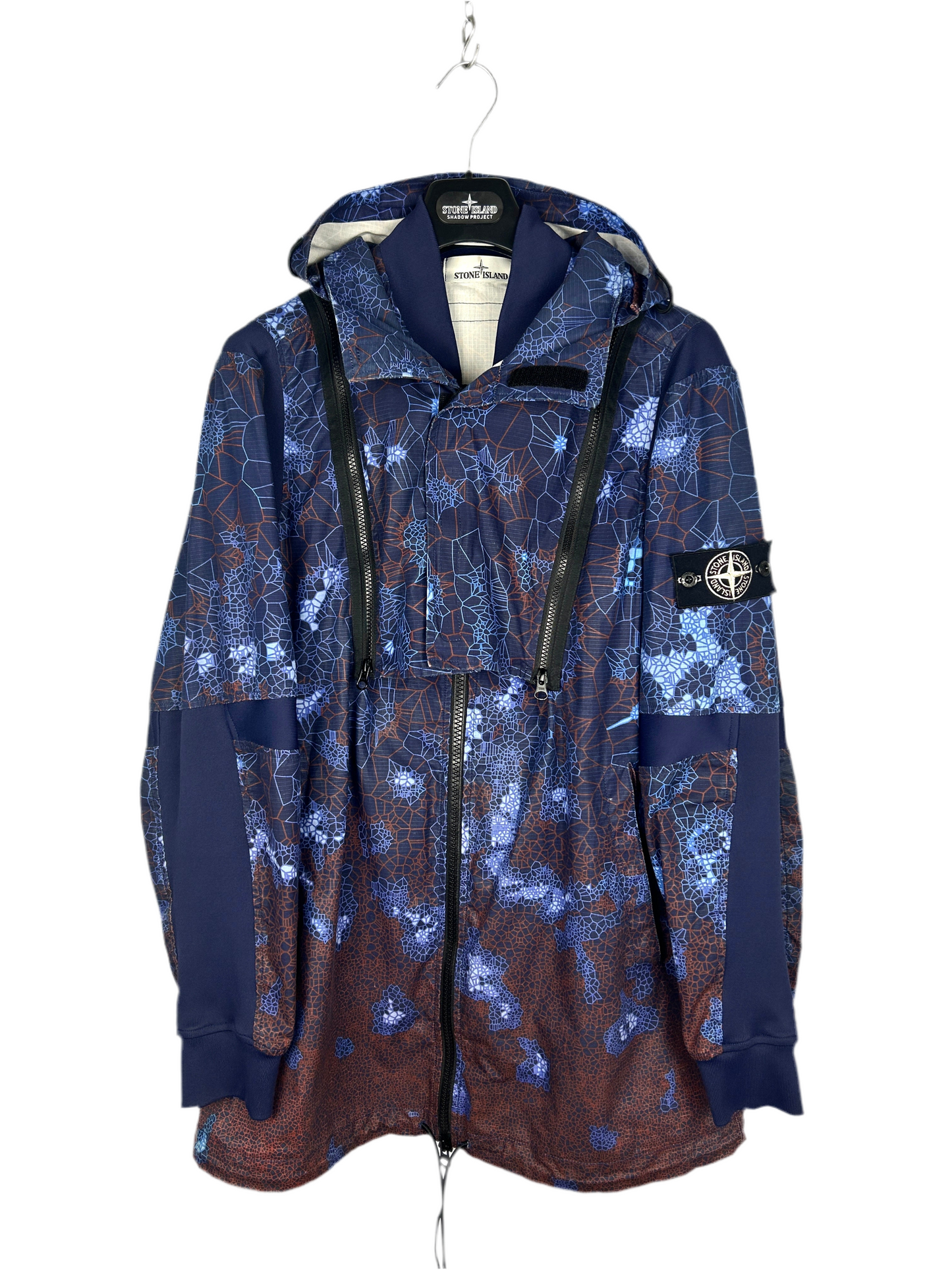 Giacca con cappuccio blu Stone Island Printed Heat Reactive Thermosensitive Fabric - Taglia L