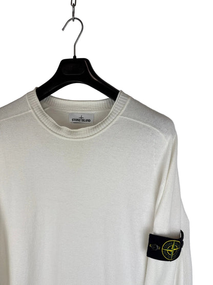 Maglione bianco con strisce sui polsini Stone Island - Taglia XL