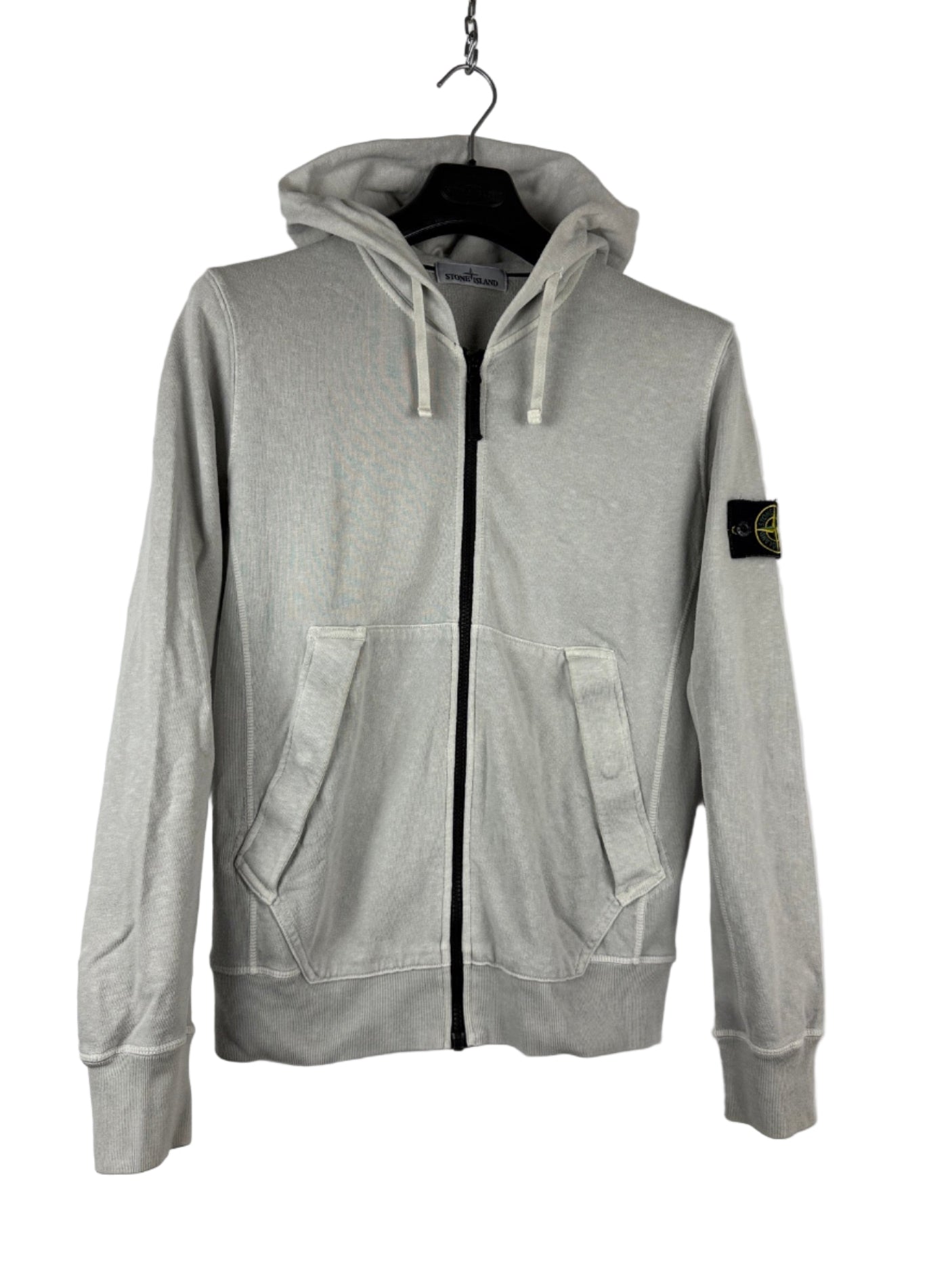 Felpa grigio chiaro con zip e cappuccio Stone Island - Taglia M