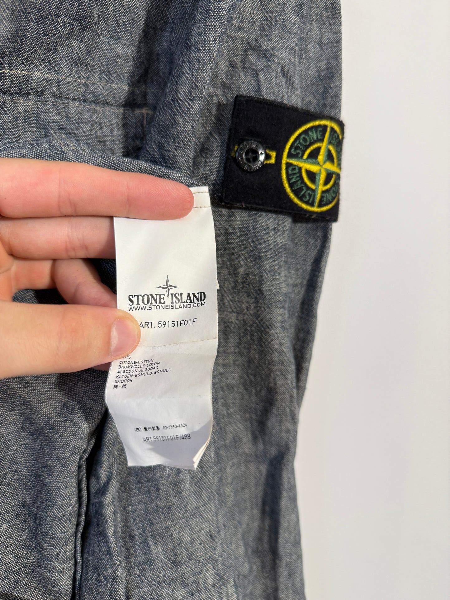 Camicia Vintage grigia in lino Stone Island - Taglia L