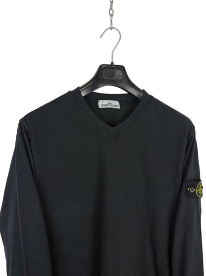T-shirt a maniche lunghe nera con scollo a V Stone Island - Taglia XXL