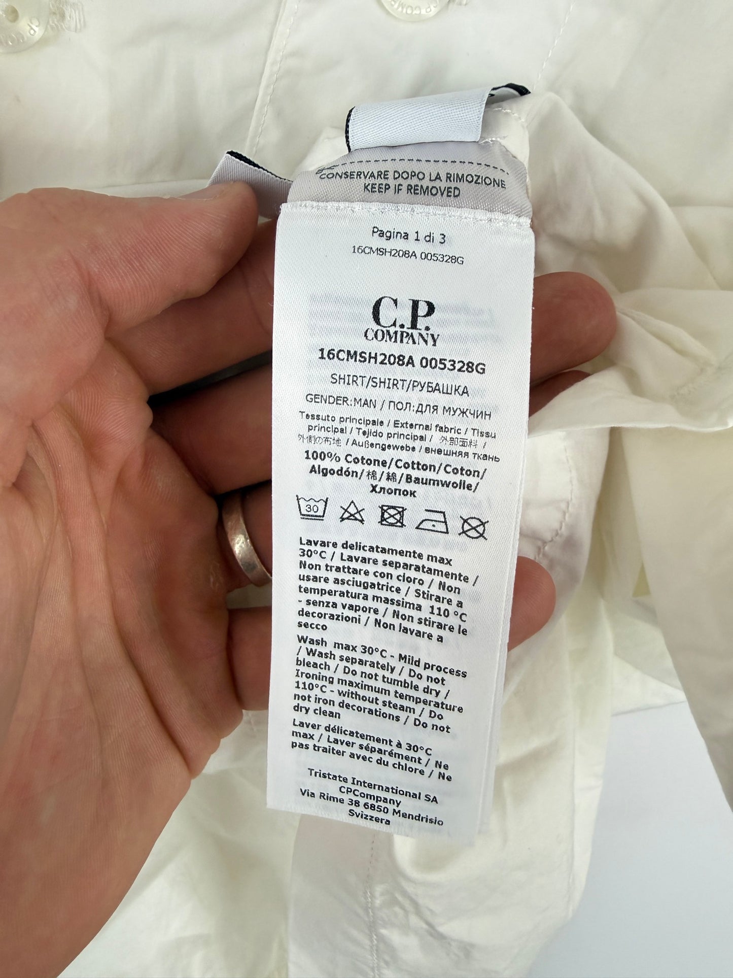 Camicia bianca con taschino sul petto C.P. Company (nuova con cartellino) - Taglia L
