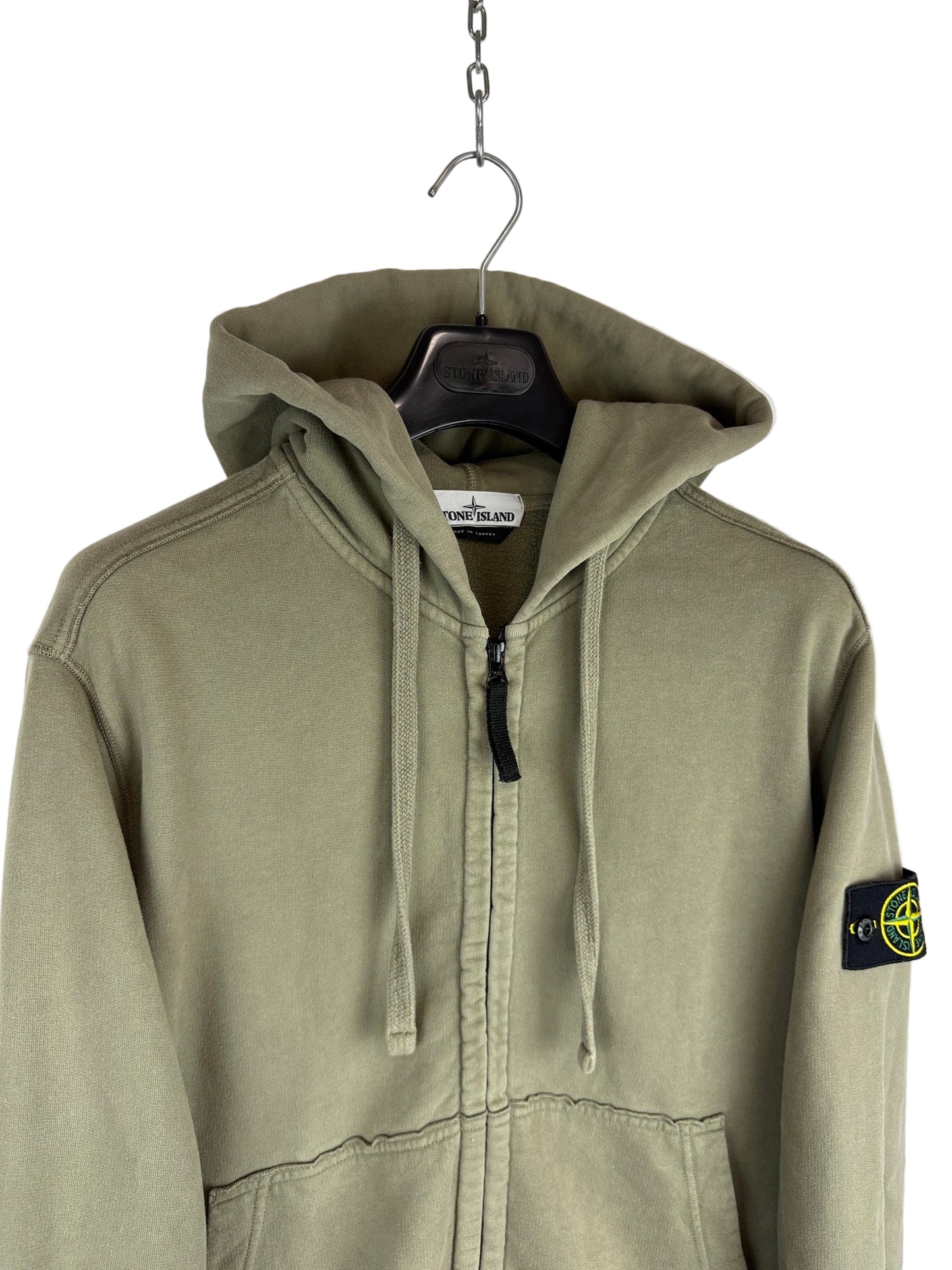 Felpa verde kaki con zip e cappuccio Stone Island - Taglia XL