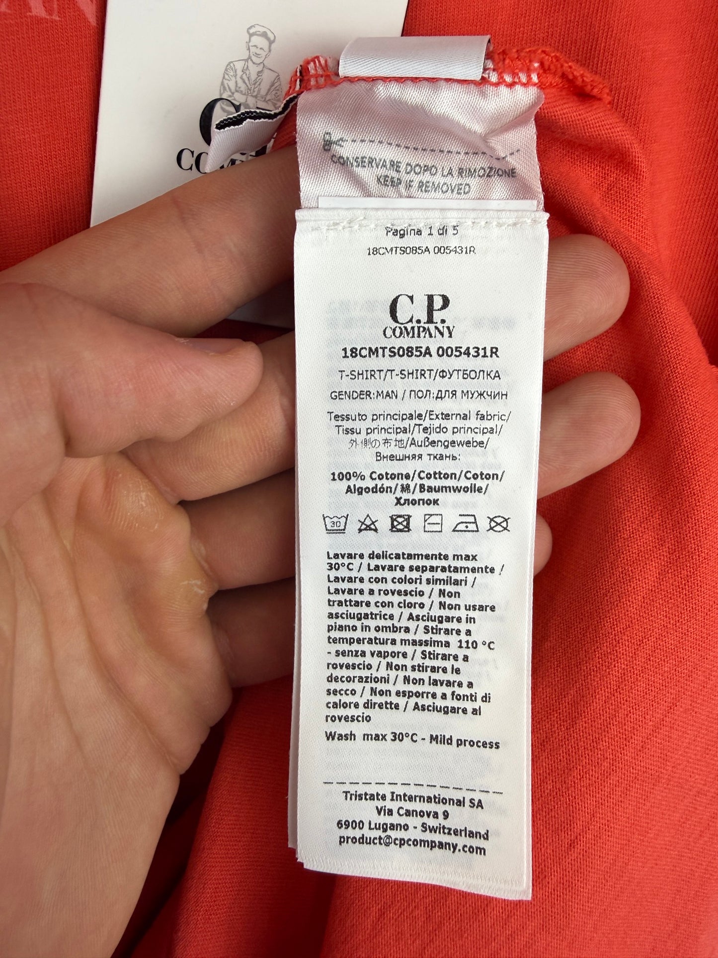 T-shirt arancione C.P. Company (nuova con cartellino) - Taglia S