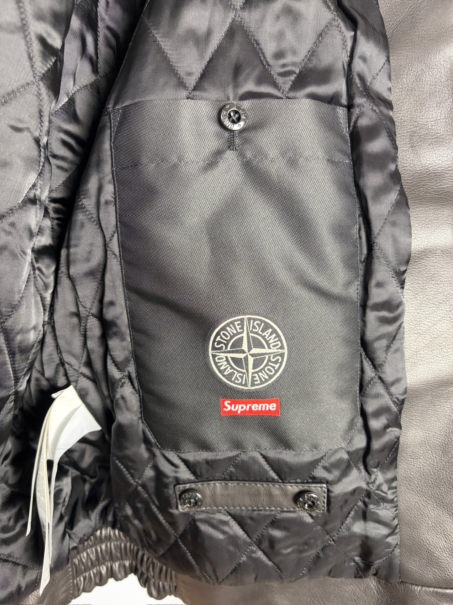 Giacca Helicopter Full Grain Leather Stone Island x Supreme (nuova con cartellino) - Taglia L