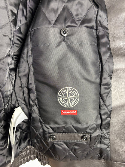 Giacca Helicopter Full Grain Leather Stone Island x Supreme (nuova con cartellino) - Taglia L