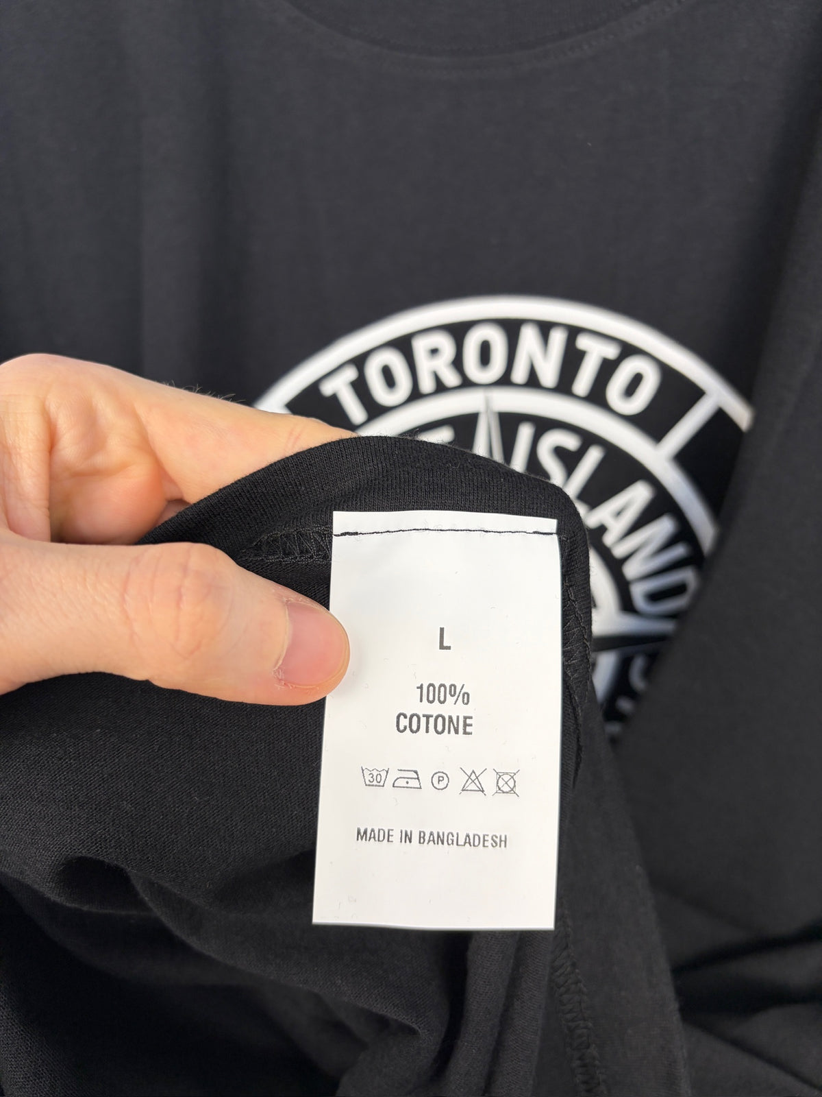 Promotional black t-shirt from the Toronto Stone Island shop - Size L