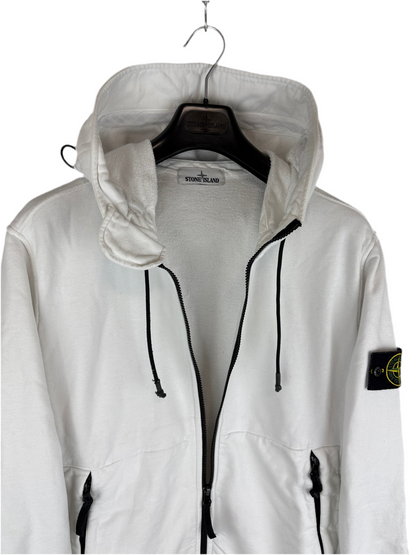 Felpa bianca con zip e cappuccio Stone Island - Taglia XL