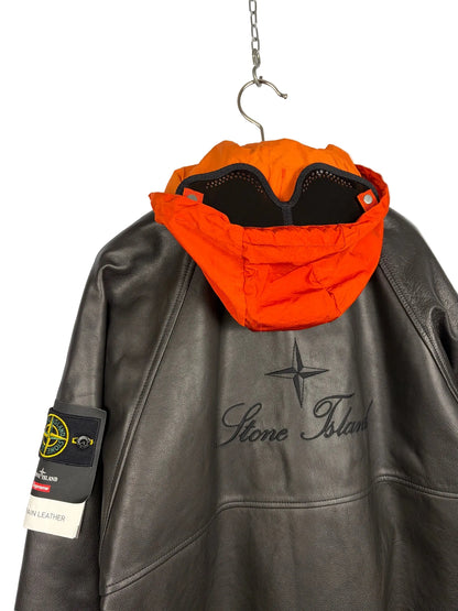 Giacca Helicopter Full Grain Leather Stone Island x Supreme (nuova con cartellino) - Taglia L