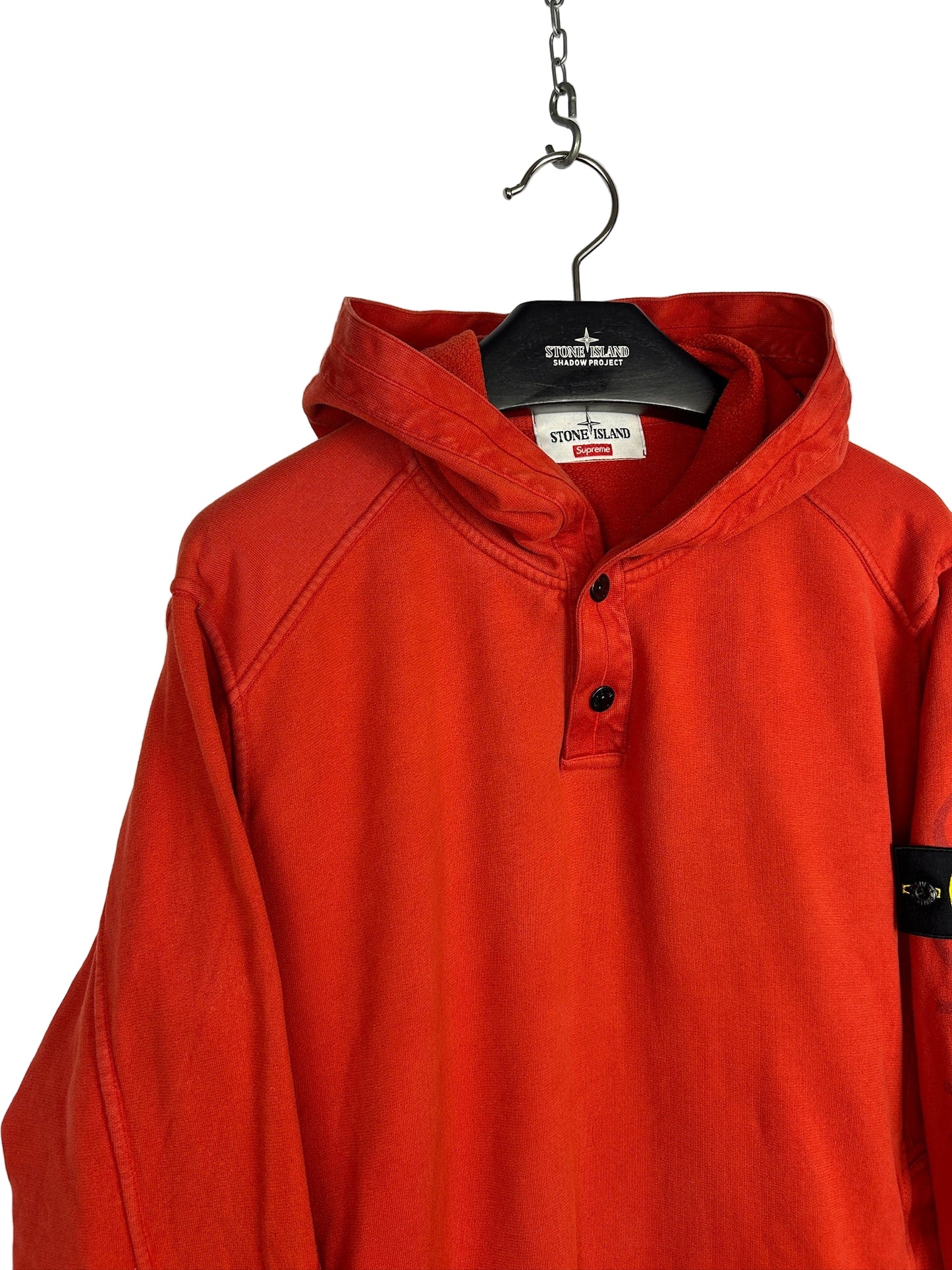 Felpa rossa con cappuccio Stone Island x Supreme - Taglia L