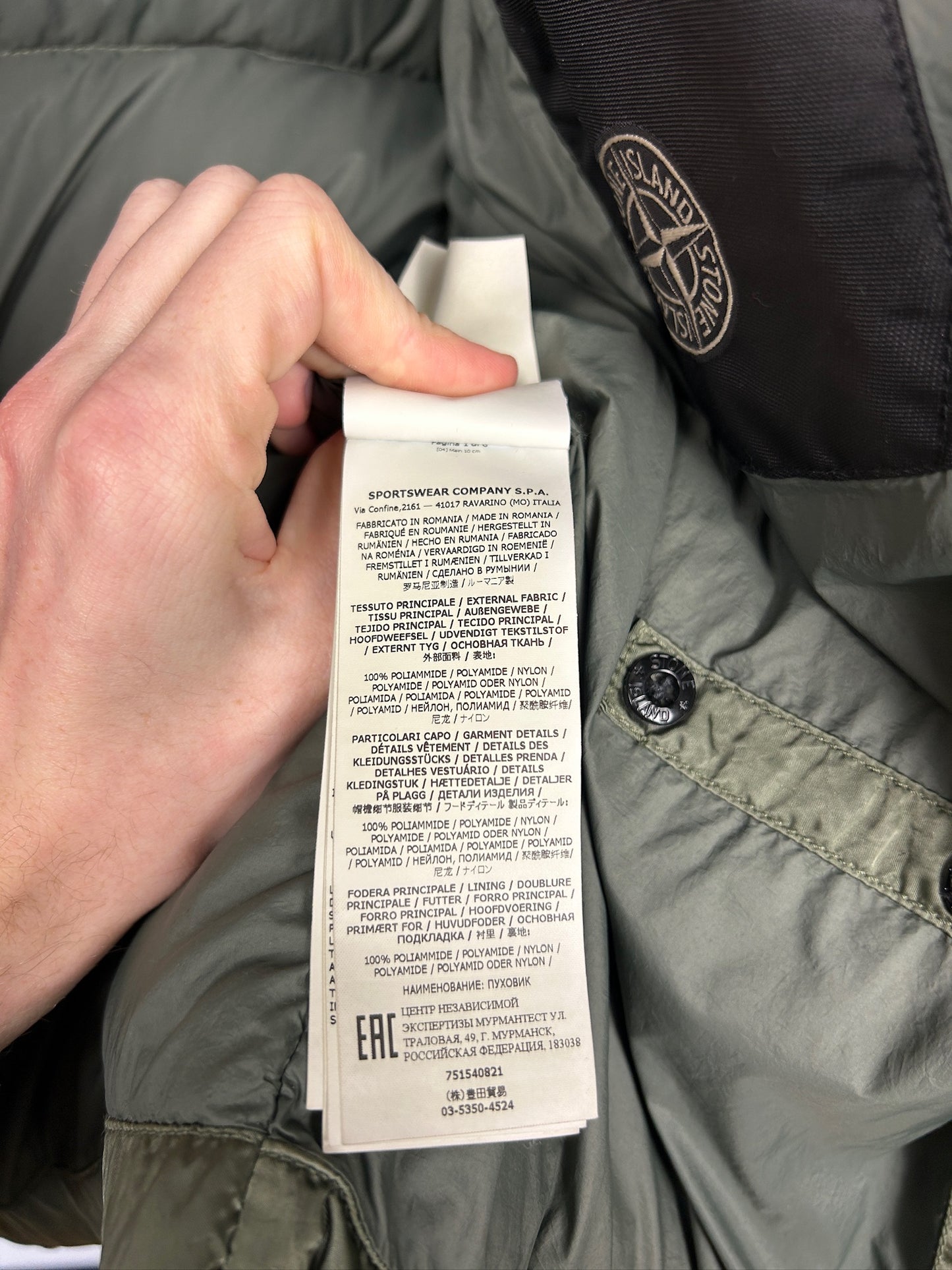 Giacca Nylon Raso Down-TC verde Stone Island - Taglia M