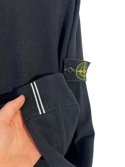 Maglione nero con strisce sui polsini Stone Island - Taglia M
