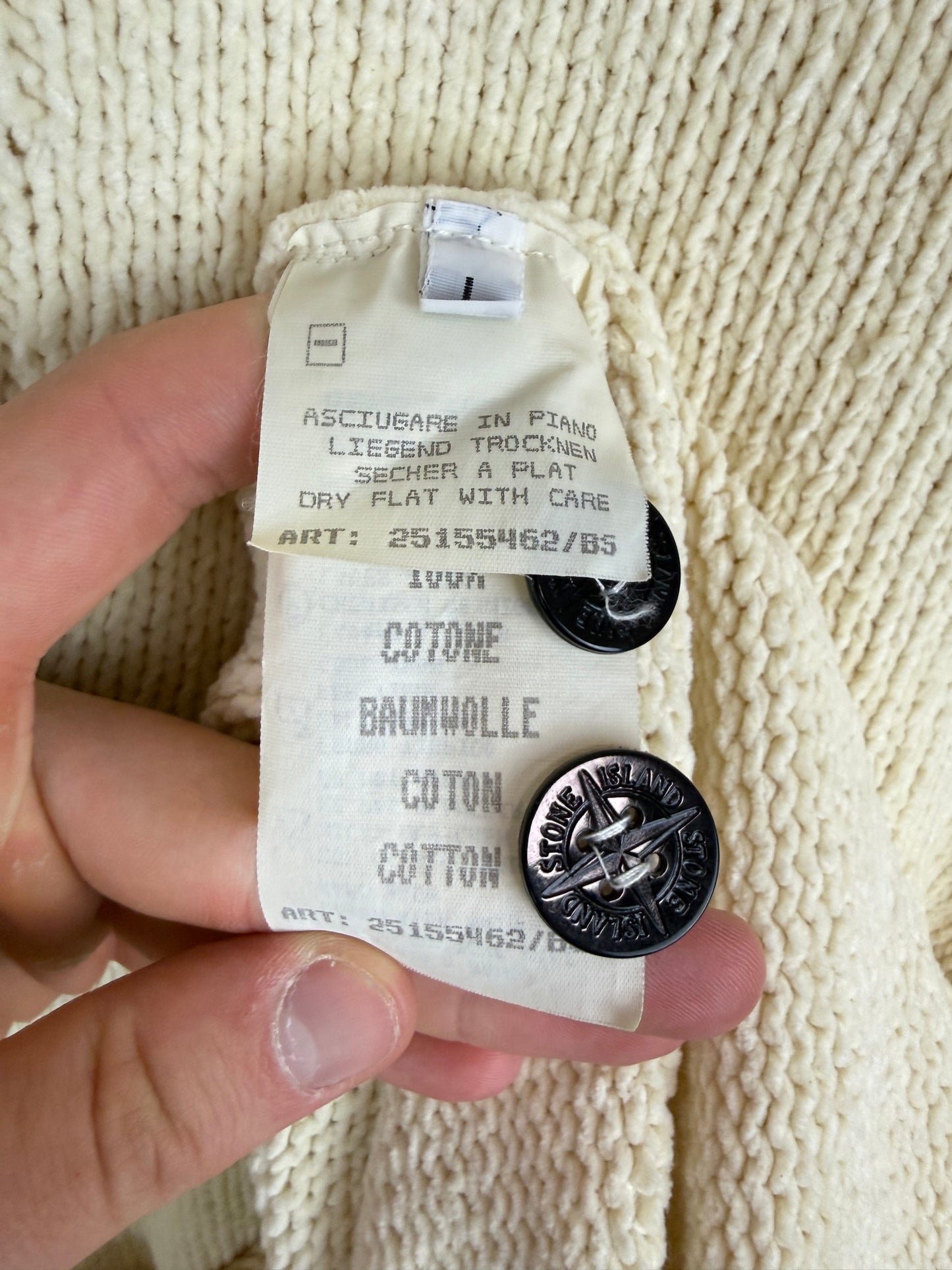 Maglione bianco-panna Vintage con Green Edge Badge Stone Island - Taglia L