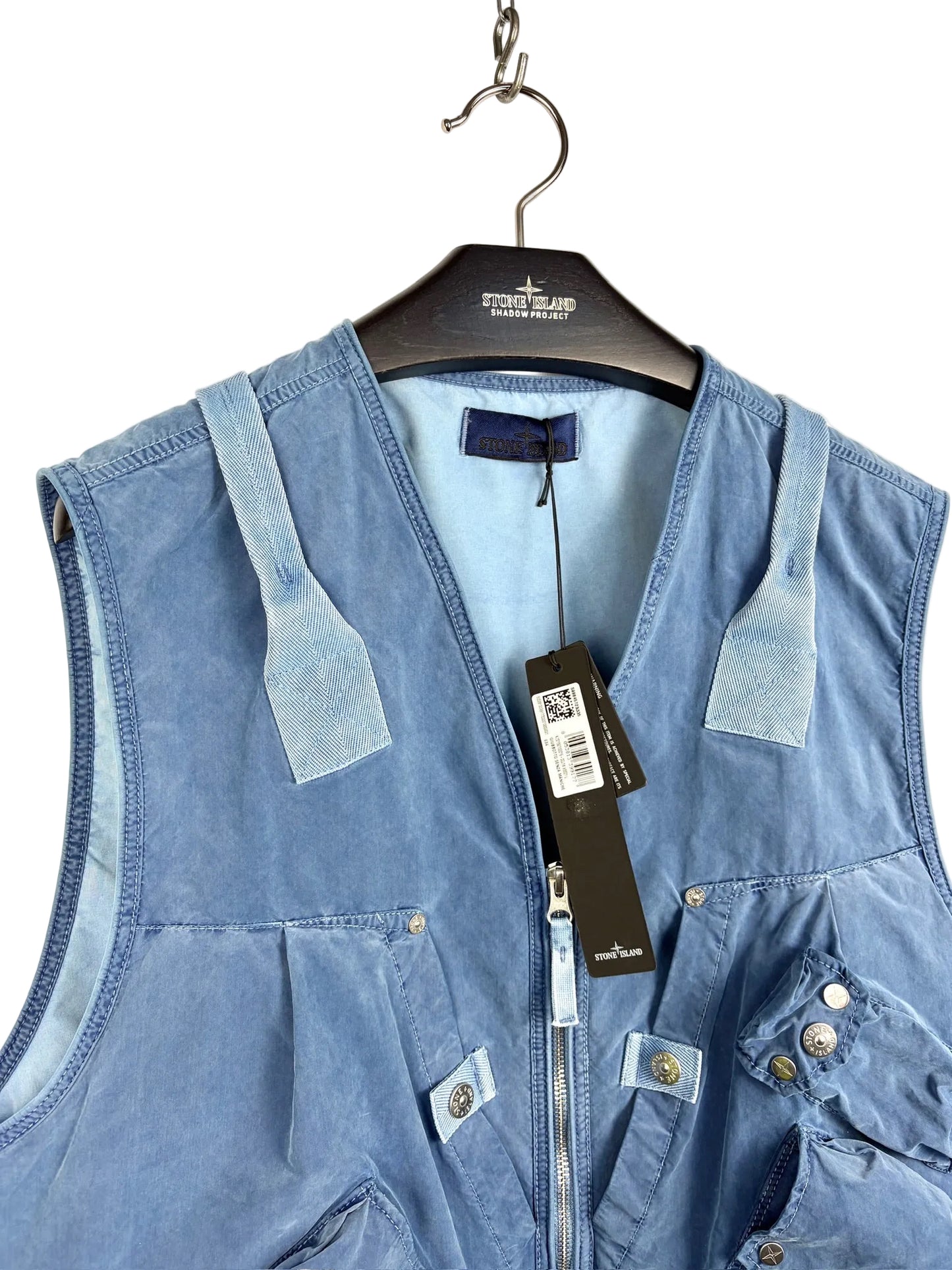 Giacca smanicato blu Denim Research Capo Campionario Stone Island (nuovo con cartellino) - Taglia L