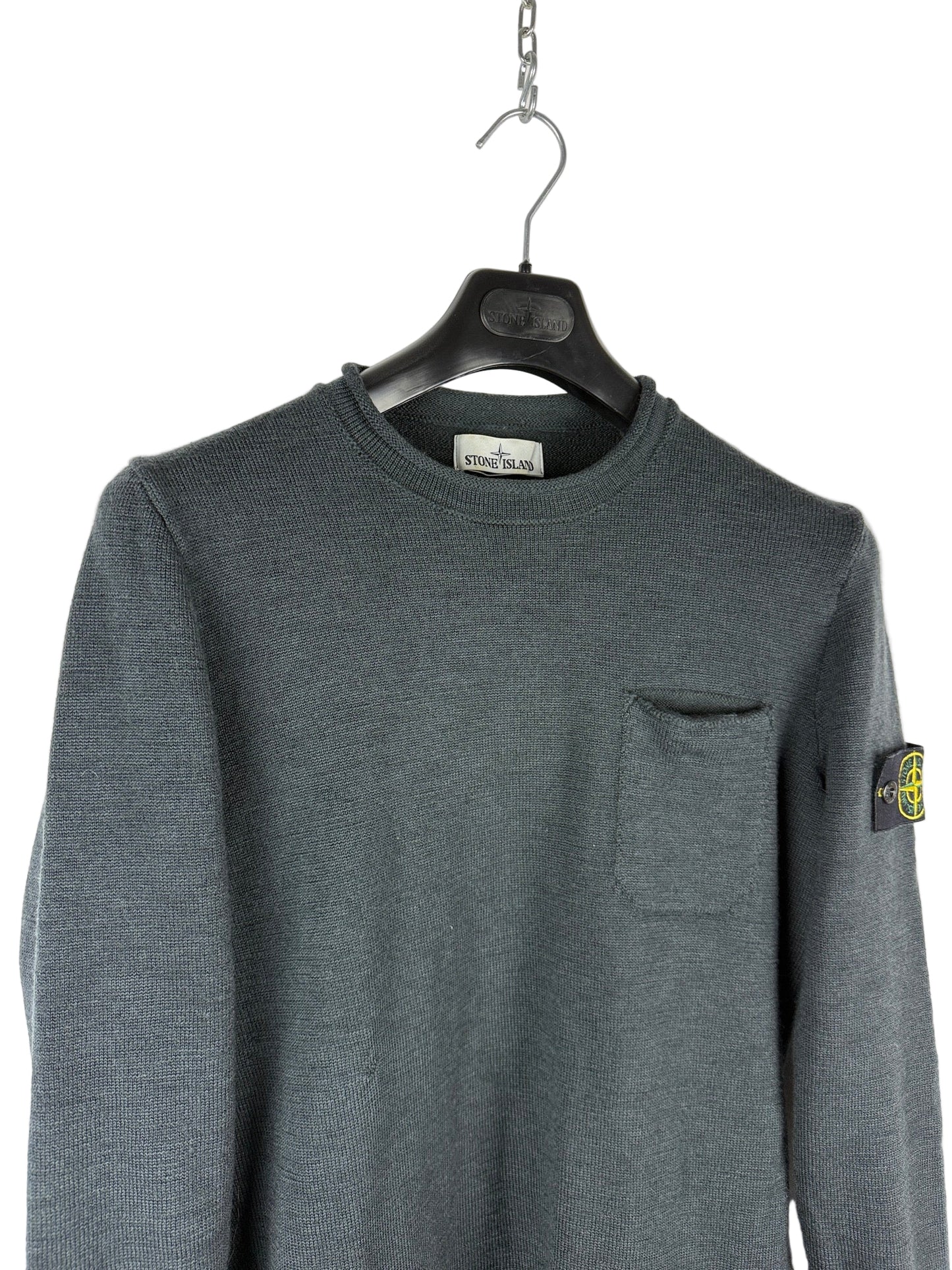 Maglione blu con taschino in lana Stone Island - Taglia M