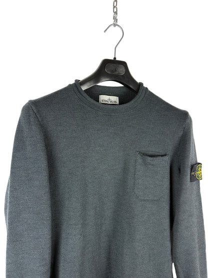 Maglione blu con taschino in lana Stone Island - Taglia M