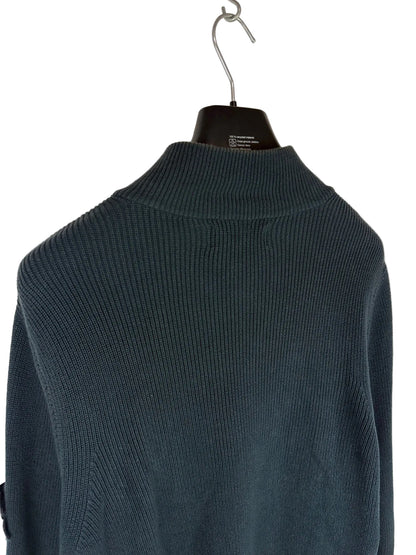 Maglione verde petrolio con zip Stone Island - Taglia M