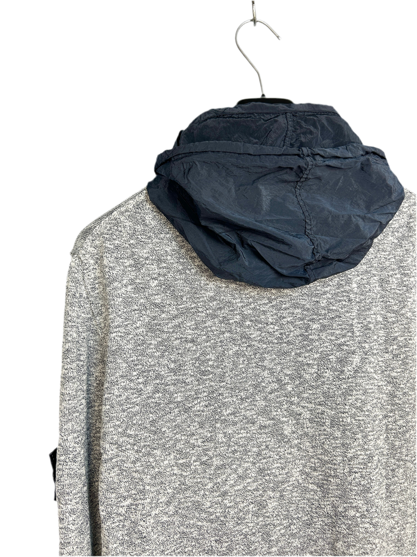Felpa in maglia grigia con zip e cappuccio Stone Island - Taglia XXL