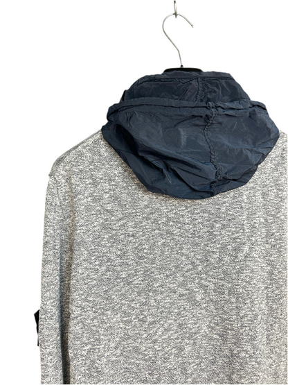 Felpa in maglia grigia con zip e cappuccio Stone Island - Taglia XXL