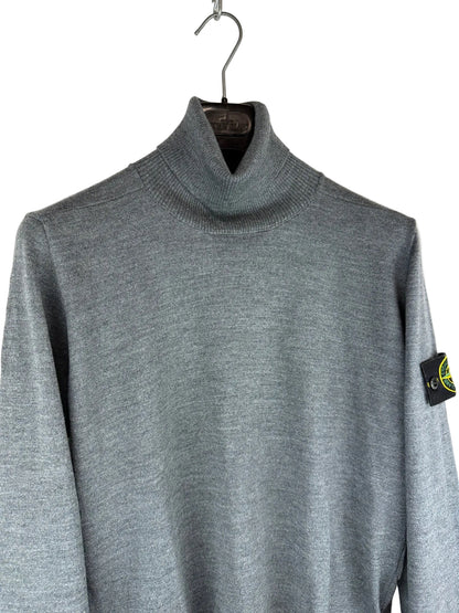 Maglione dolcevita grigio in 100% lana Stone Island - Taglia M
