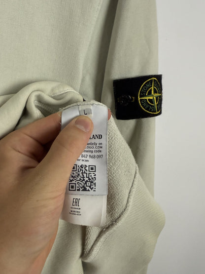 Felpa bianco-panna con zip e collo alto - Taglia L
