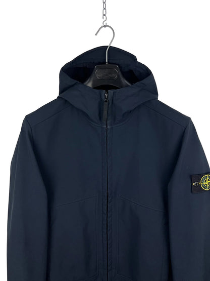 Giacca Soft Shell-R blu con zip e cappuccio Stone Island - Taglia L