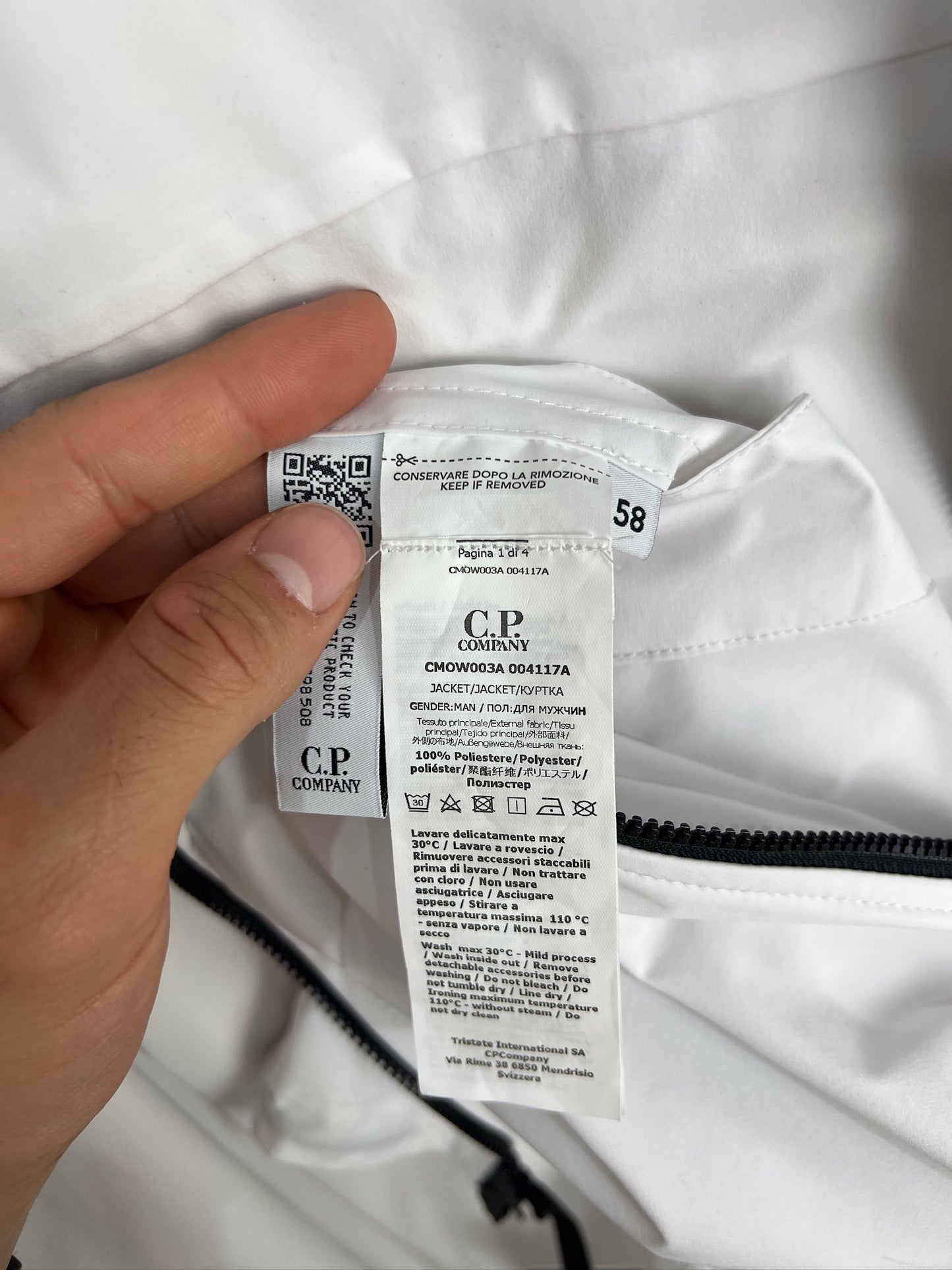 Giacca Pro-Tek bianca con chiusura a zip C.P. Company (nuova con cartellino) - Taglia XXL