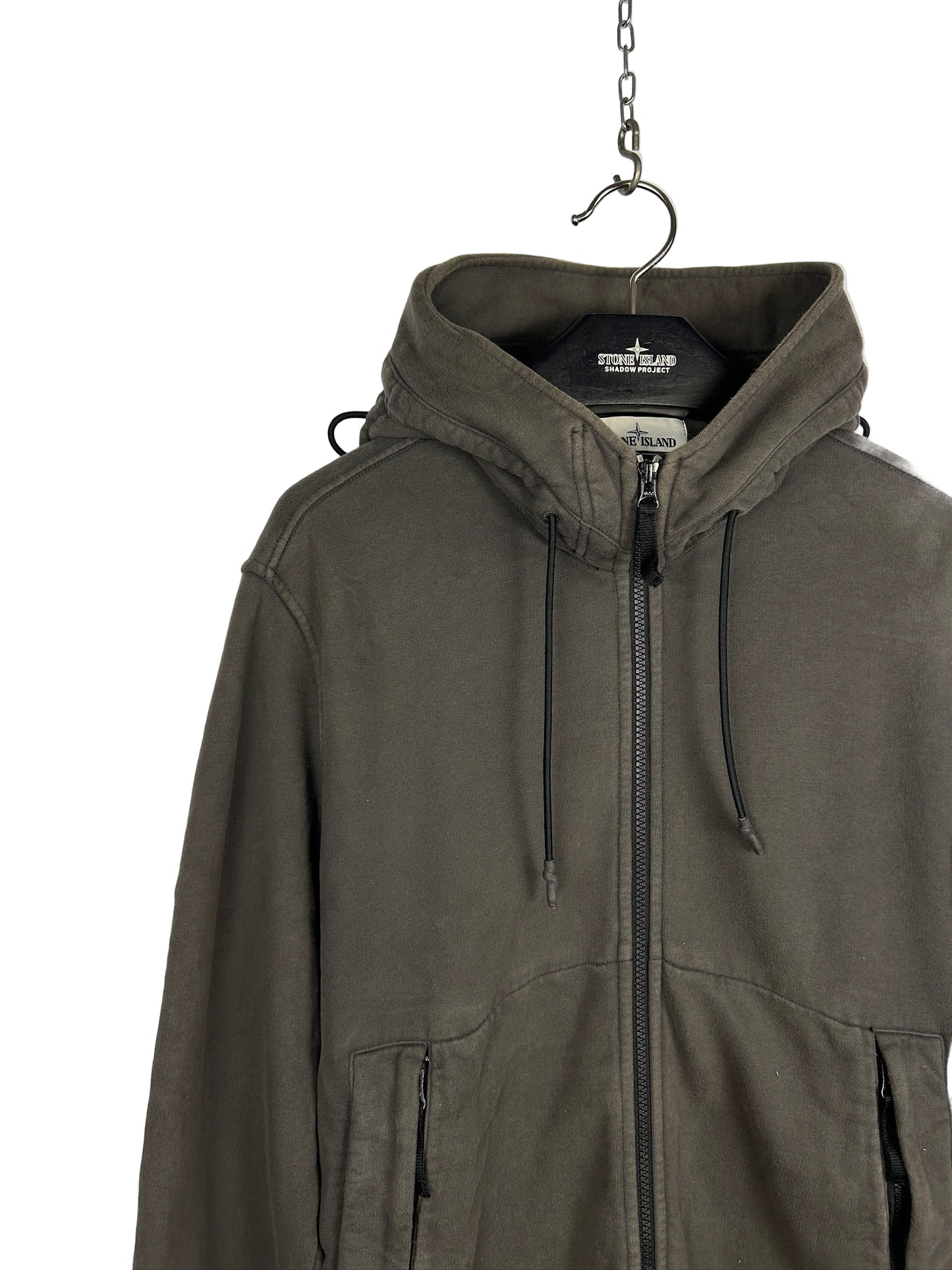 Felpa marrone con zip e cappuccio Stone Island - Taglia L