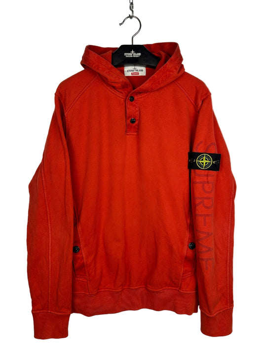 Felpa rossa con cappuccio Stone Island x Supreme - Taglia L