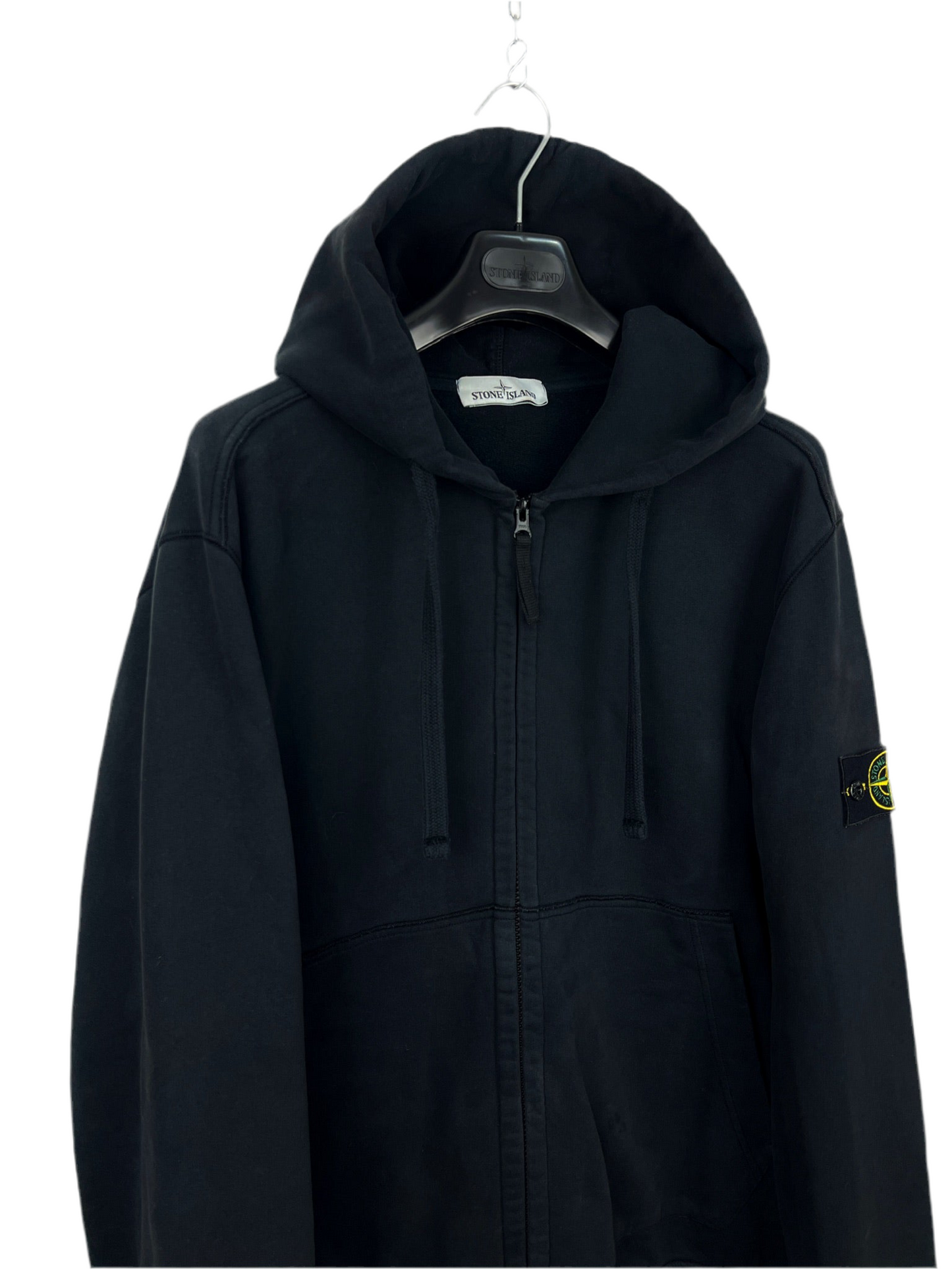 Felpa nera con zip e cappuccio Stone Island - Taglia XXL