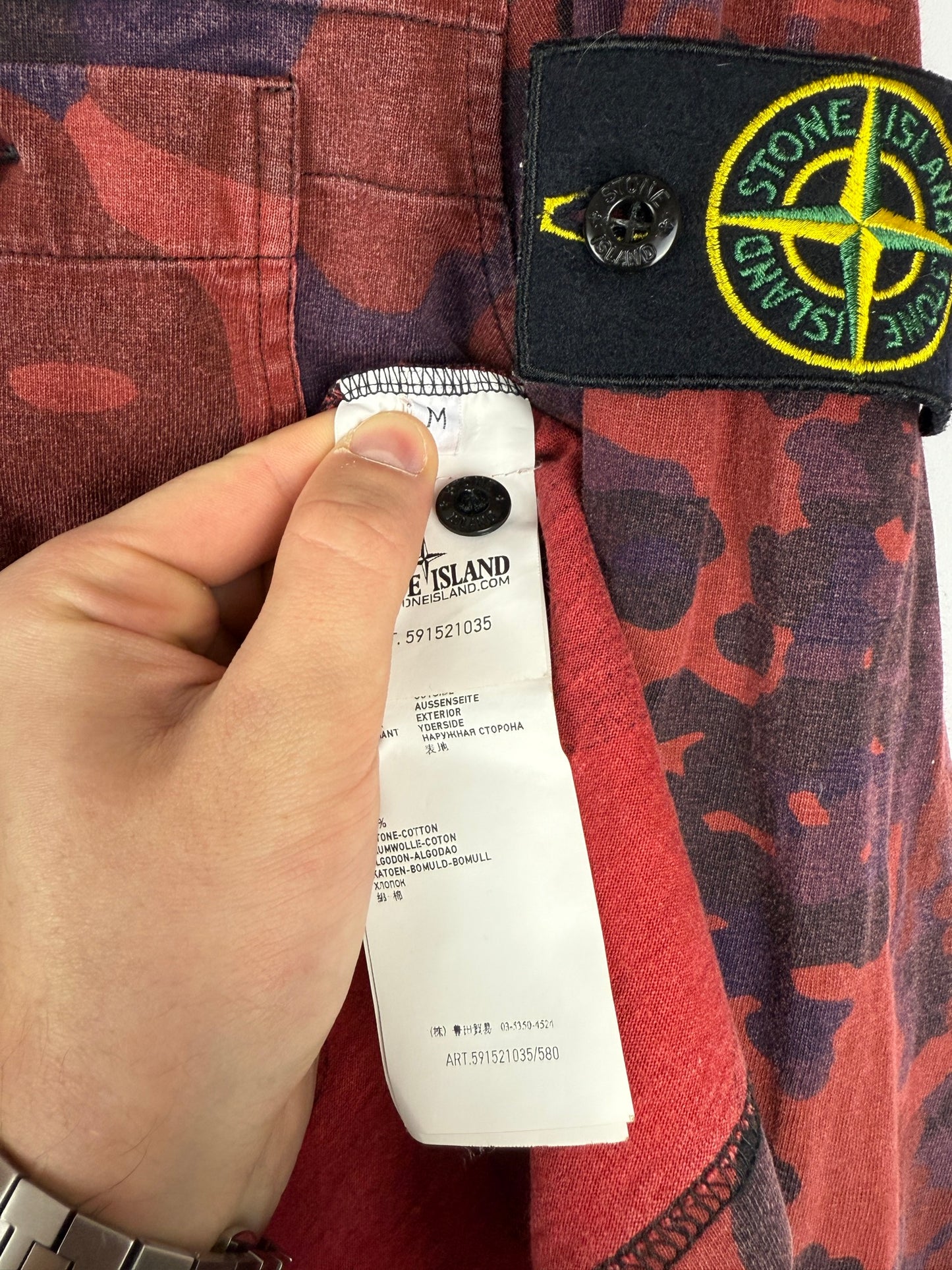 T-shirt a maniche lunghe camo rossa Stone Island - Taglia M