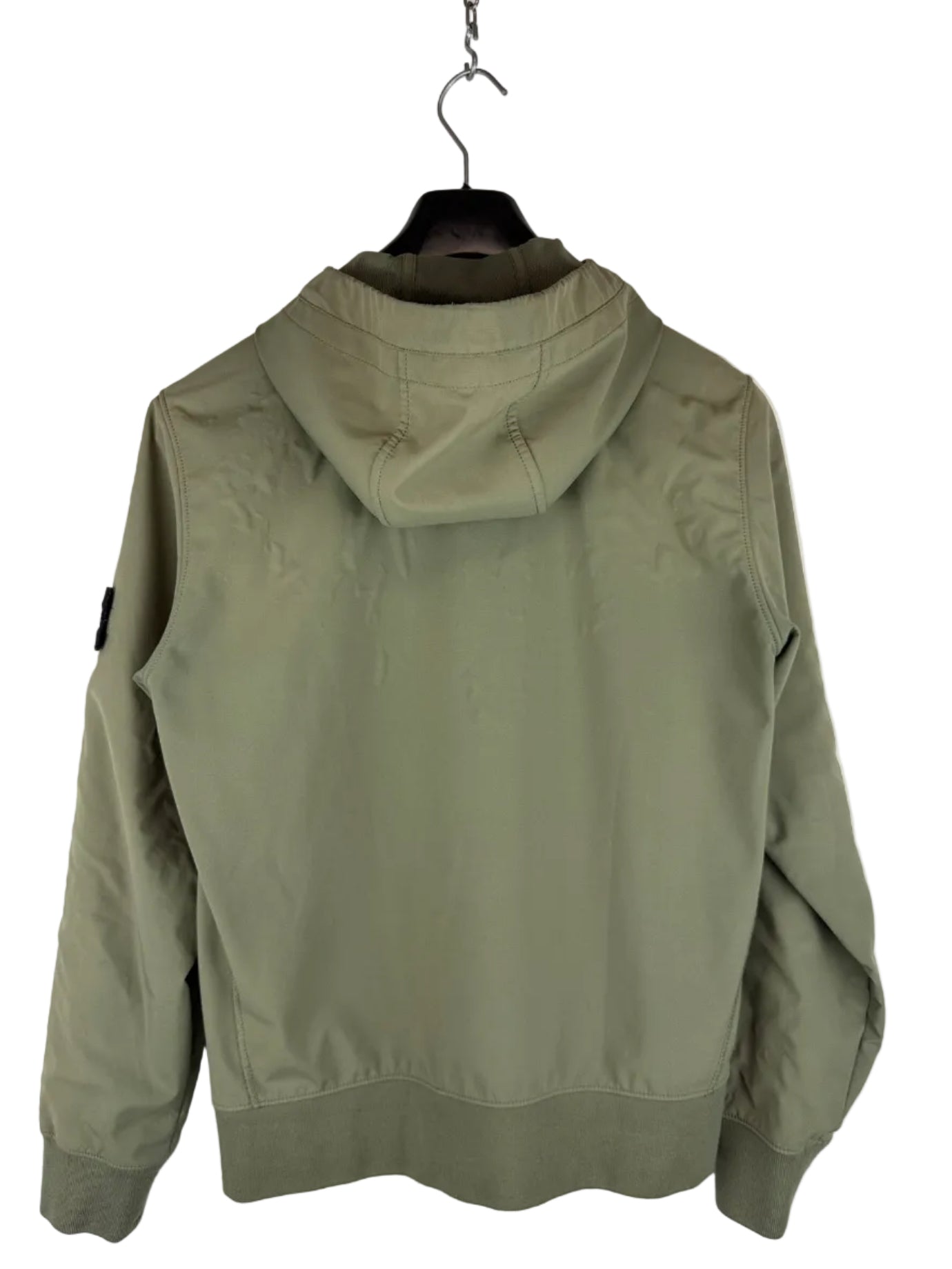 Giacca Light Soft Shell-R verde con zip e cappuccio Stone Island - Taglia M