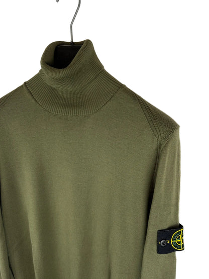 Maglione dolcevita verde in 100% lana Stone Island - Taglia M