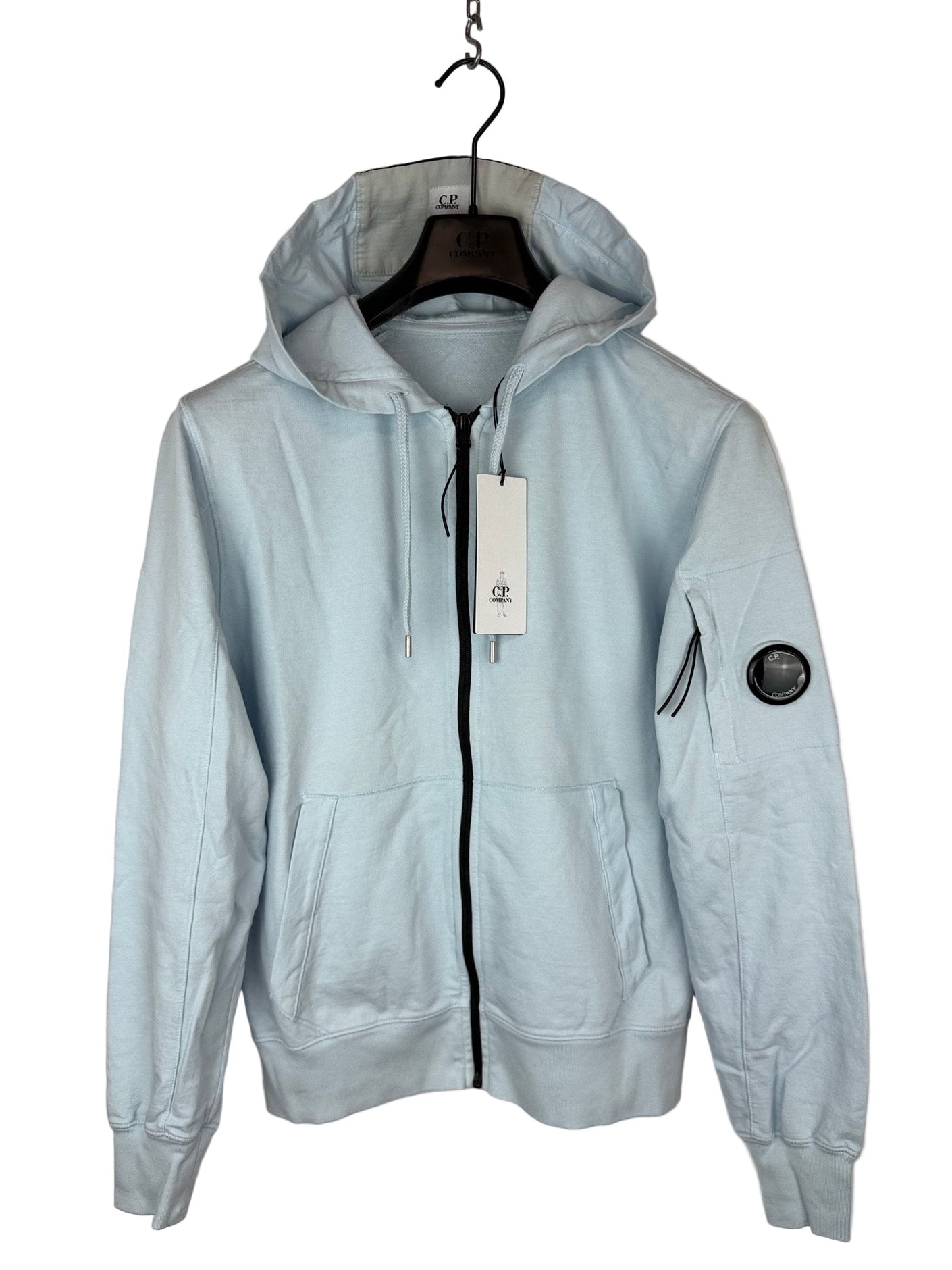Felpa con zip e cappuccio azzurra C.P. Company (nuova con cartellino) - Taglia M