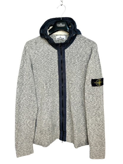 Felpa in maglia grigia con zip e cappuccio Stone Island - Taglia XXL