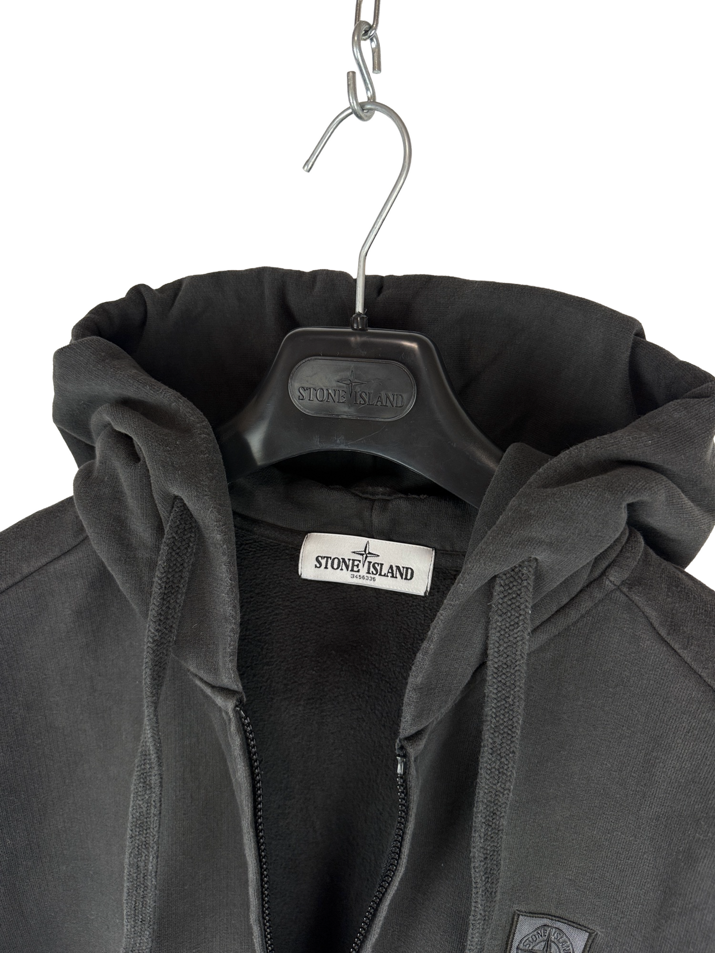 Felpa nera con zip e cappuccio Stone Island - Taglia XL