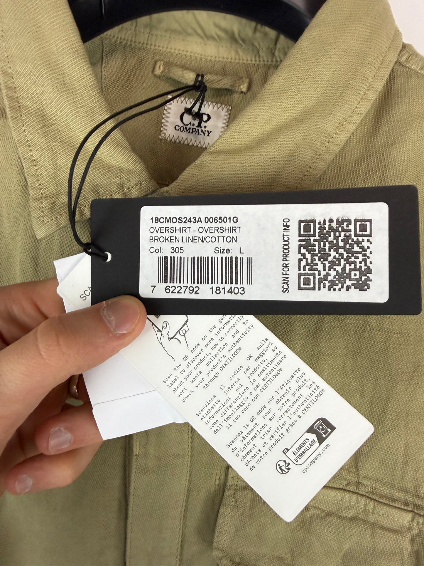 Overshirt beige con chiusura a zip C.P. Company (nuova con cartellino) - Taglia L