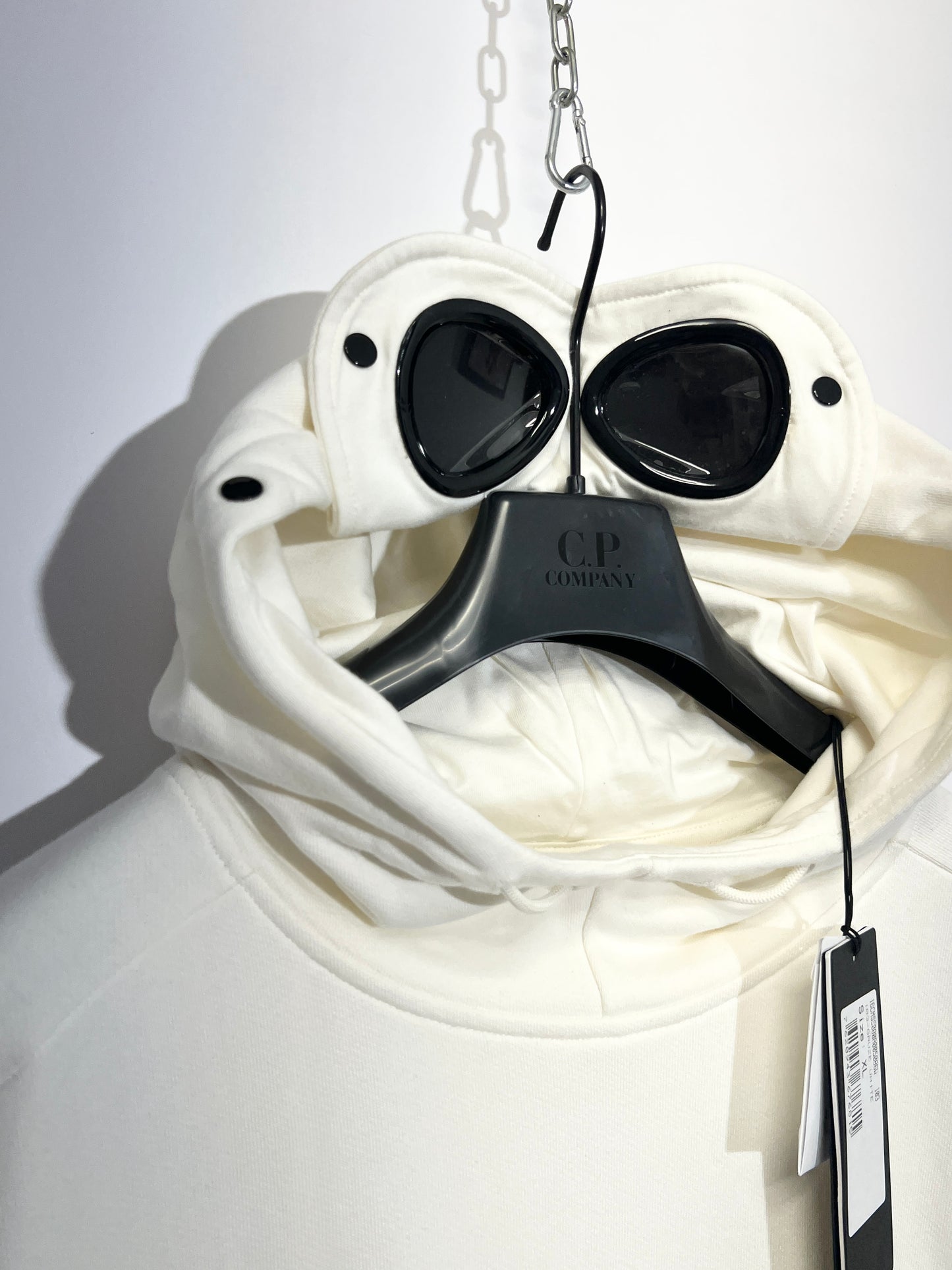 Felpa Goggle bianca con cappuccio C.P. Company (nuova con cartellino) - Taglia XL
