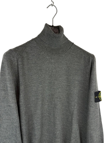 Maglione dolcevita grigio in 100% lana Stone Island - Taglia M