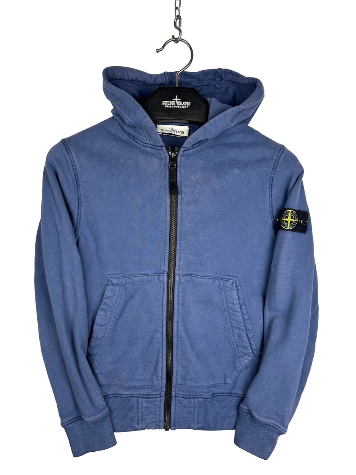 Felpa blu con zip e cappuccio Stone Island - Taglia Junior (6 anni)