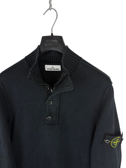 Maglione nero con 1/4 zip e bottoni Stone Island - Taglia L