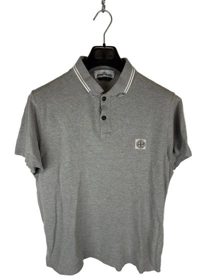 Stone Island Short-Sleeve Grey Polo Shirt - Size L