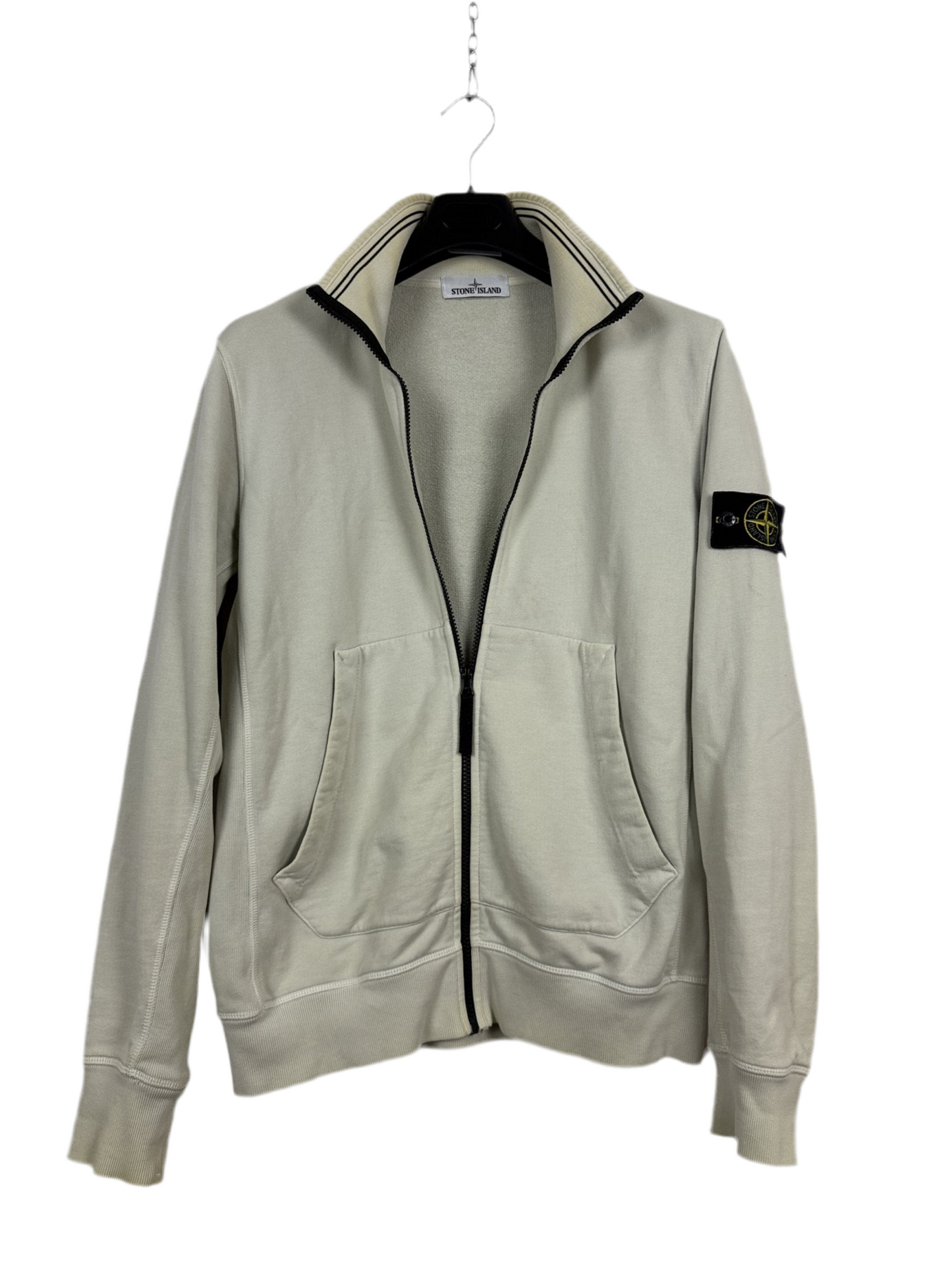 Felpa bianco-panna con zip e collo alto - Taglia L