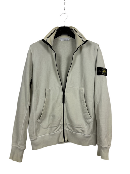 Felpa bianco-panna con zip e collo alto - Taglia L
