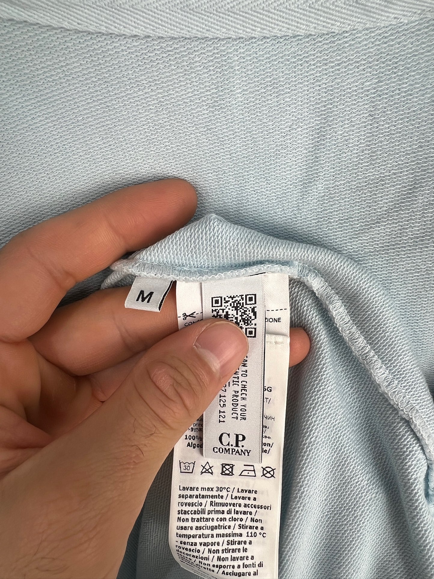 Felpa con zip e cappuccio azzurra C.P. Company (nuova con cartellino) - Taglia M