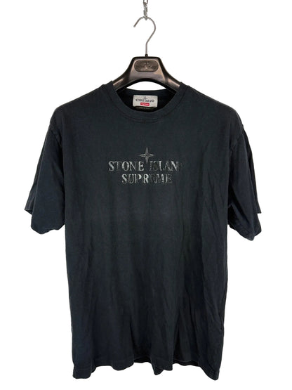 T-shirt nera con stampa Stone Island x Supreme - Taglia S