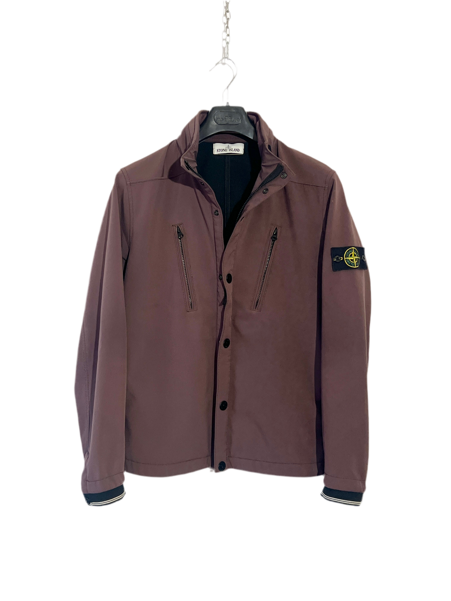 Giacca Soft Shell-R viola con zip e cappuccio a scomparsa Stone Island - Taglia M