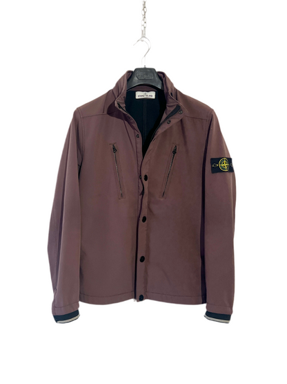 Giacca Soft Shell-R viola con zip e cappuccio a scomparsa Stone Island - Taglia M