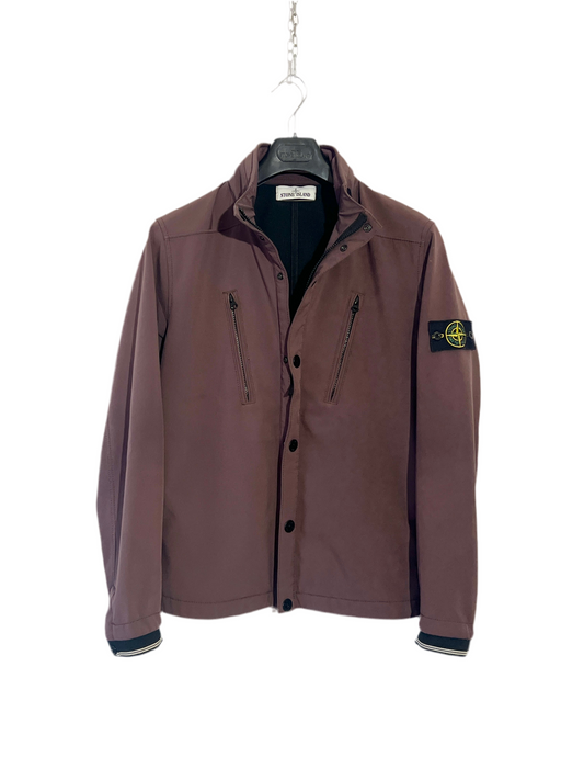 Giacca Soft Shell-R viola con zip e cappuccio a scomparsa Stone Island - Taglia M